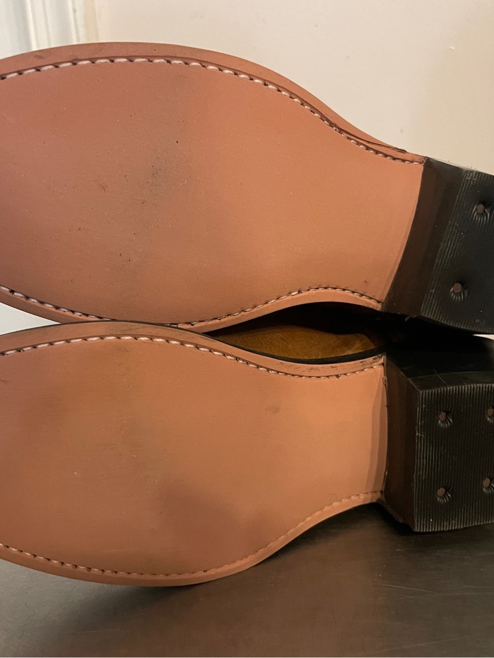 Old West Tan Leather Western Boots with Pull Straps - Picture 5 of 5
